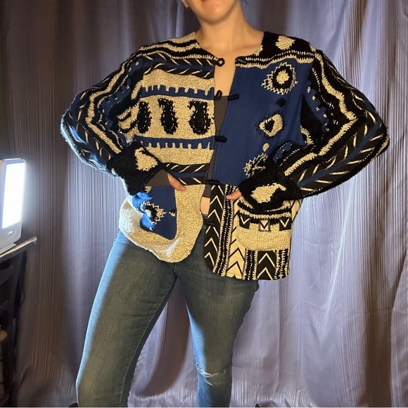 fabulous vintage funky cobalt blue wool jacket // size XL - Picture 11 of 12